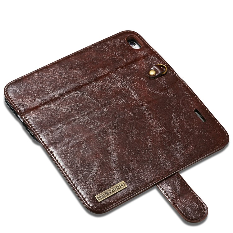 DG.MING Detachable 2-in-1 Inner TPU + Genuine Leather Stand Case for iPhone 6s Plus / 6 Plus - Coffee-12