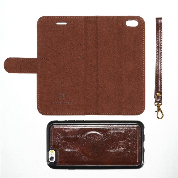 DG.MING Detachable 2-in-1 Inner TPU + Genuine Leather Stand Case for iPhone 6s Plus / 6 Plus - Coffee-14