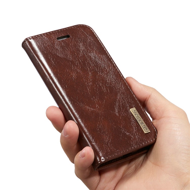 DG.MING Detachable 2-in-1 Inner TPU + Genuine Leather Stand Case for iPhone 6s Plus / 6 Plus - Coffee-18