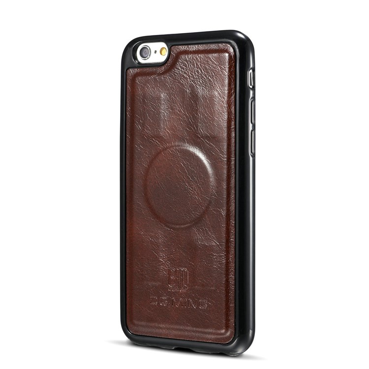 DG.MING Detachable 2-in-1 Inner TPU + Genuine Leather Stand Case for iPhone 6s Plus / 6 Plus - Coffee-5