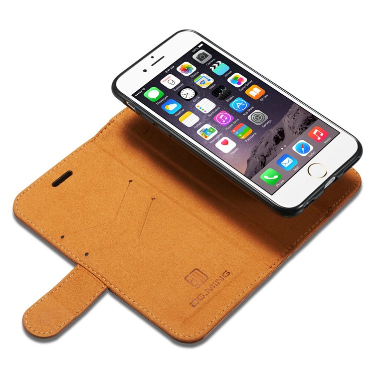 DG.MING Detachable 2-in-1 Genuine Leather Mobile Phone Case for iPhone 6s Plus / 6 Plus - Brown-11