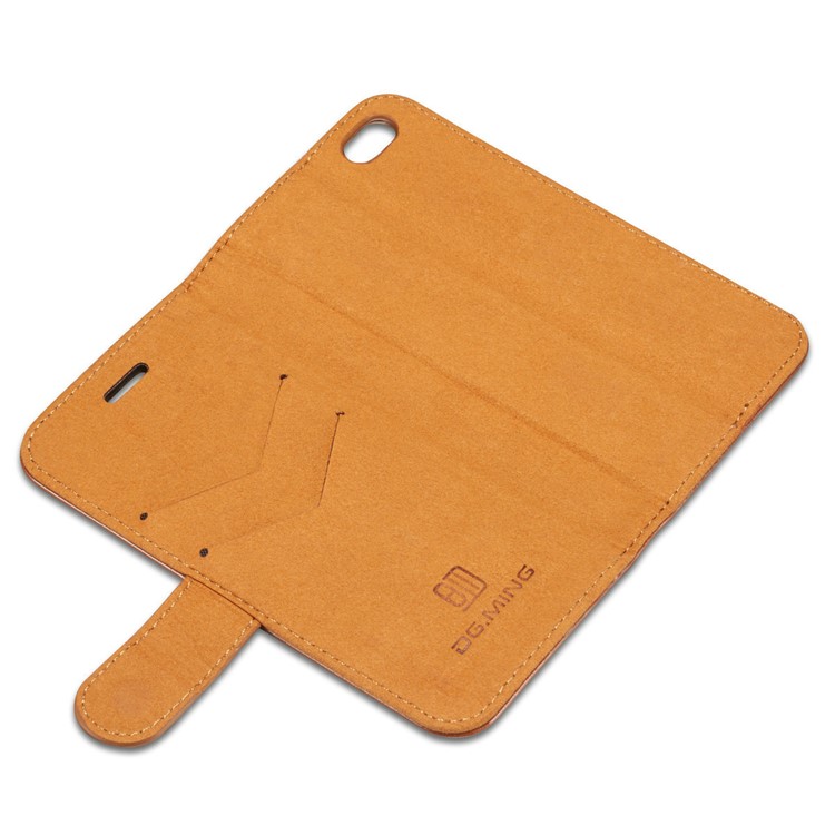 DG.MING Detachable 2-in-1 Genuine Leather Mobile Phone Case for iPhone 6s Plus / 6 Plus - Brown-13