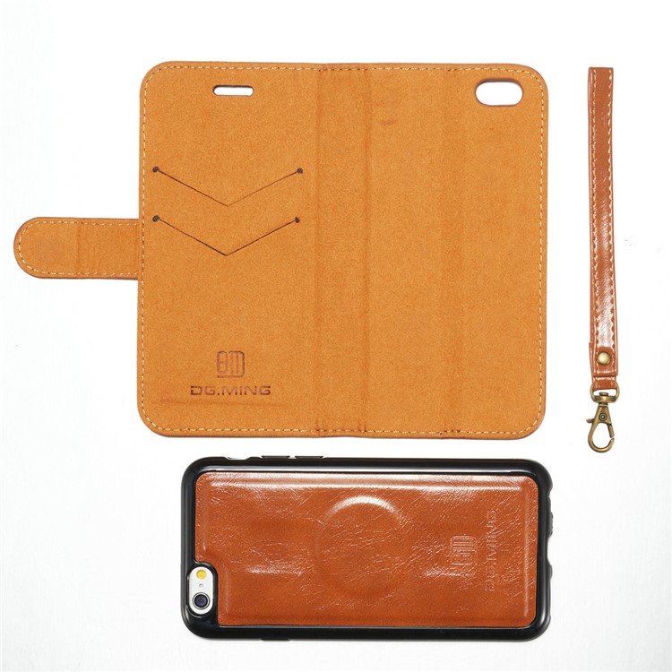DG.MING Detachable 2-in-1 Genuine Leather Mobile Phone Case for iPhone 6s Plus / 6 Plus - Brown-14