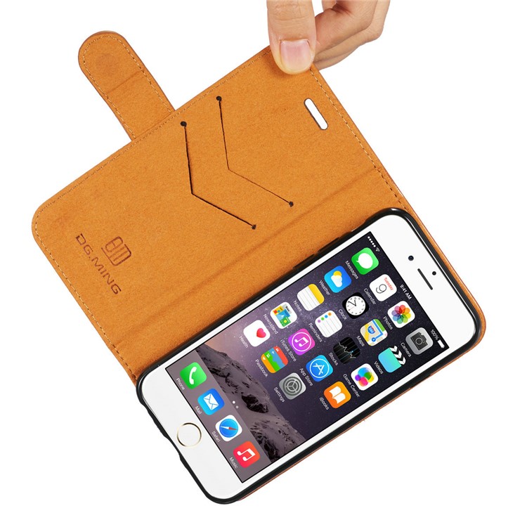 DG.MING Detachable 2-in-1 Genuine Leather Mobile Phone Case for iPhone 6s Plus / 6 Plus - Brown-15