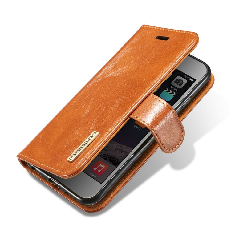 DG.MING Detachable 2-in-1 Genuine Leather Mobile Phone Case for iPhone 6s Plus / 6 Plus - Brown-6