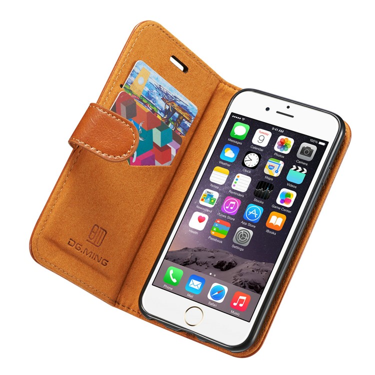 DG.MING Detachable 2-in-1 Genuine Leather Mobile Phone Case for iPhone 6s Plus / 6 Plus - Brown-7