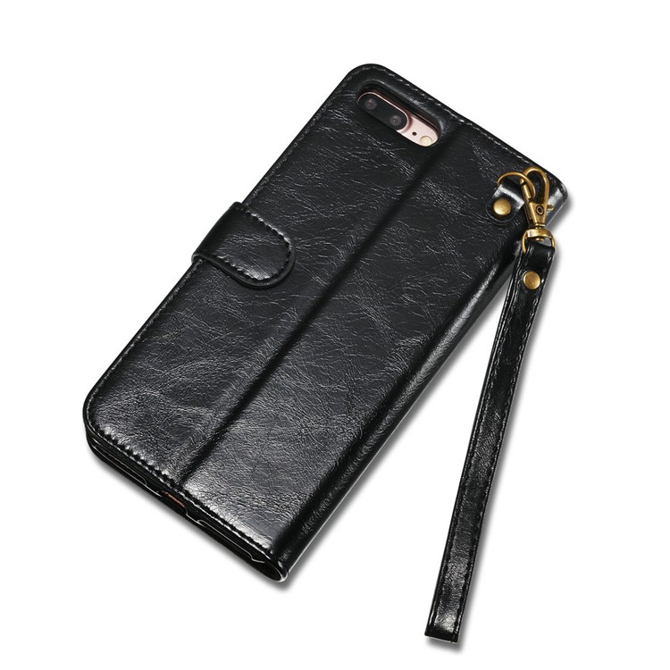 DG.MING 2-in-1 Genuine Leather Cover + Movable Inner Magnetic TPU Shell for iPhone 7 Plus - Black-10