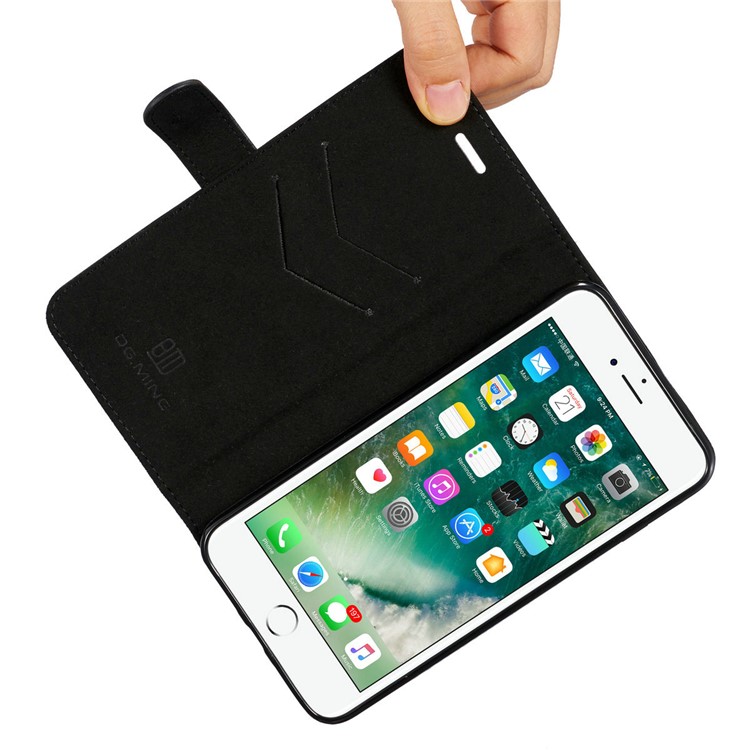 DG.MING 2-in-1 Genuine Leather Cover + Movable Inner Magnetic TPU Shell for iPhone 7 Plus - Black-15