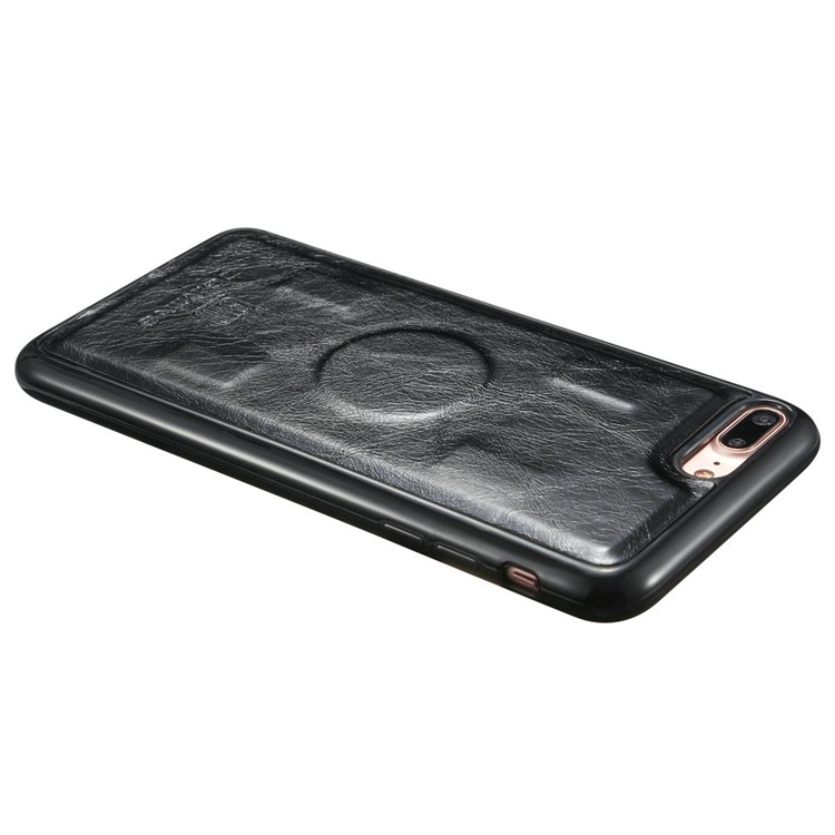 DG.MING 2-in-1 Genuine Leather Cover + Movable Inner Magnetic TPU Shell for iPhone 7 Plus - Black-16