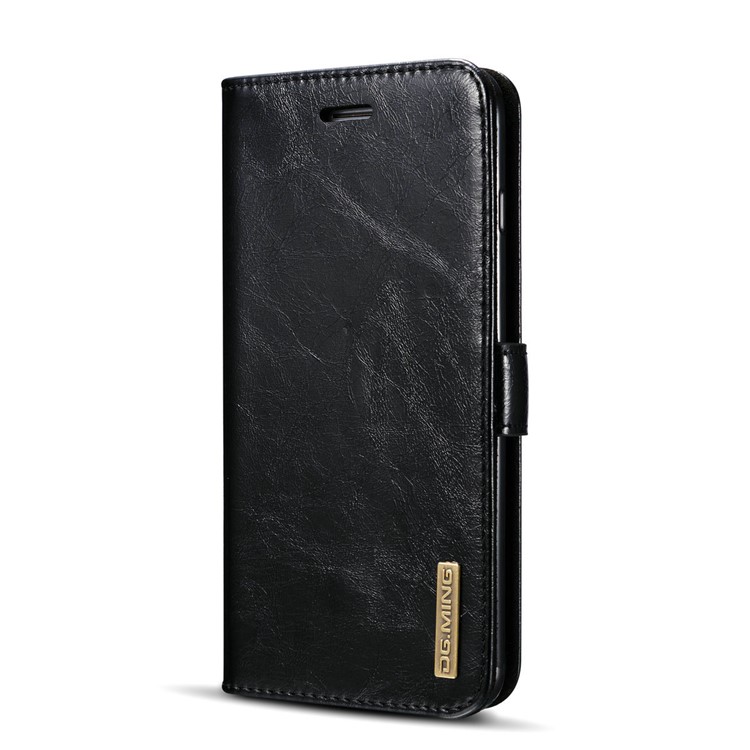 DG.MING 2-in-1 Genuine Leather Cover + Movable Inner Magnetic TPU Shell for iPhone 7 Plus - Black-3