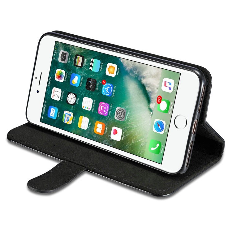 DG.MING 2-in-1 Genuine Leather Cover + Movable Inner Magnetic TPU Shell for iPhone 7 Plus - Black-8