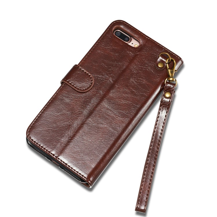 DG.MING 2-in-1 Movable Inner Magnetic TPU + Genuine Leather Cover for iPhone 8 Plus / 7 Plus 5.5 - Coffee-10