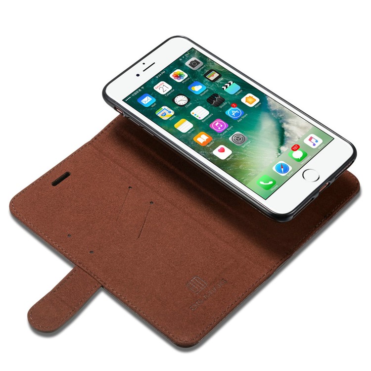 DG.MING 2-in-1 Movable Inner Magnetic TPU + Genuine Leather Cover for iPhone 8 Plus / 7 Plus 5.5 - Coffee-11