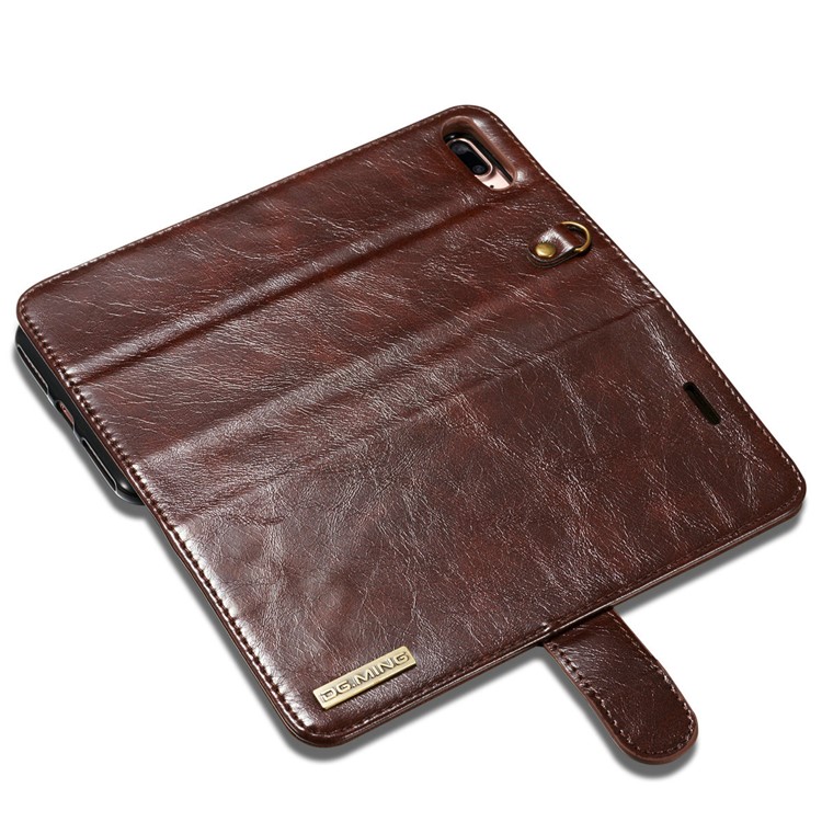 DG.MING 2-in-1 Movable Inner Magnetic TPU + Genuine Leather Cover for iPhone 8 Plus / 7 Plus 5.5 - Coffee-12
