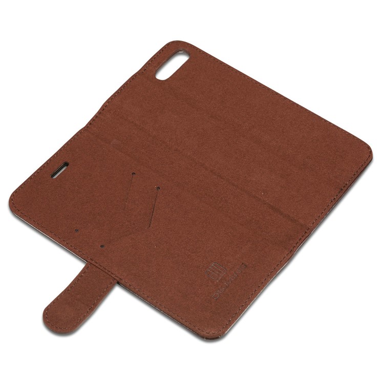 DG.MING 2-in-1 Movable Inner Magnetic TPU + Genuine Leather Cover for iPhone 8 Plus / 7 Plus 5.5 - Coffee-13