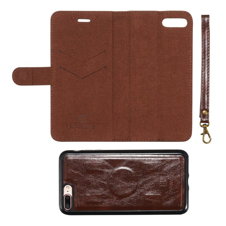 DG.MING 2-in-1 Movable Inner Magnetic TPU + Genuine Leather Cover for iPhone 8 Plus / 7 Plus 5.5 - Coffee-14