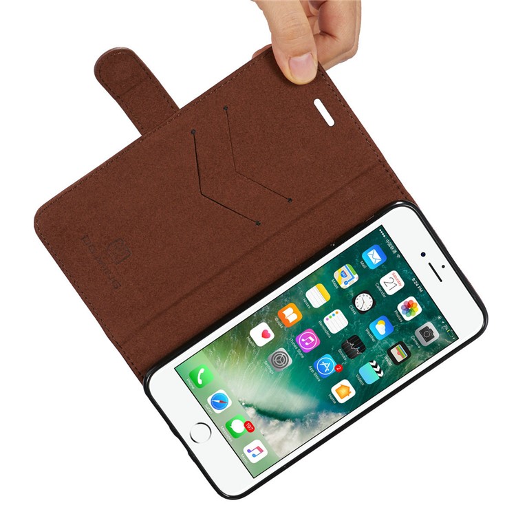 DG.MING 2-in-1 Movable Inner Magnetic TPU + Genuine Leather Cover for iPhone 8 Plus / 7 Plus 5.5 - Coffee-15