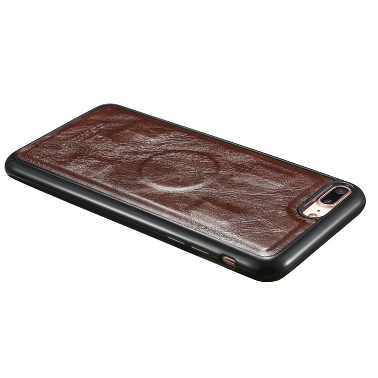 DG.MING 2-in-1 Movable Inner Magnetic TPU + Genuine Leather Cover for iPhone 8 Plus / 7 Plus 5.5 - Coffee-16