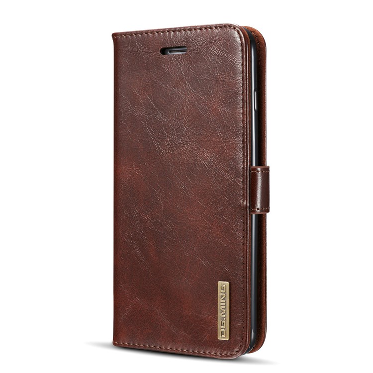 DG.MING 2-in-1 Movable Inner Magnetic TPU + Genuine Leather Cover for iPhone 8 Plus / 7 Plus 5.5 - Coffee-3