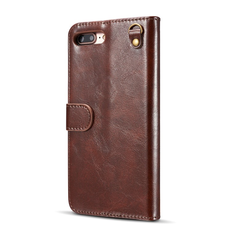 DG.MING 2-in-1 Movable Inner Magnetic TPU + Genuine Leather Cover for iPhone 8 Plus / 7 Plus 5.5 - Coffee-4