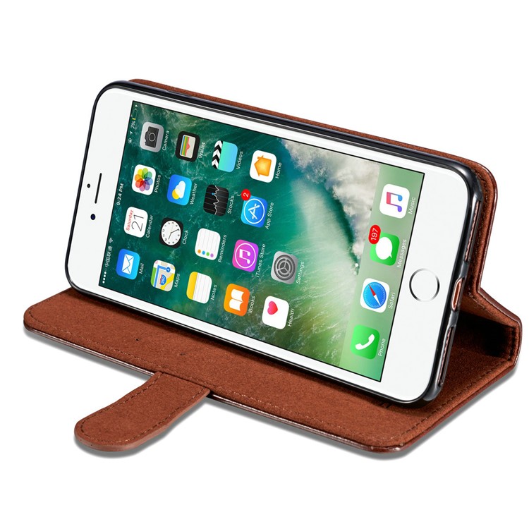 DG.MING 2-in-1 Movable Inner Magnetic TPU + Genuine Leather Cover for iPhone 8 Plus / 7 Plus 5.5 - Coffee-8