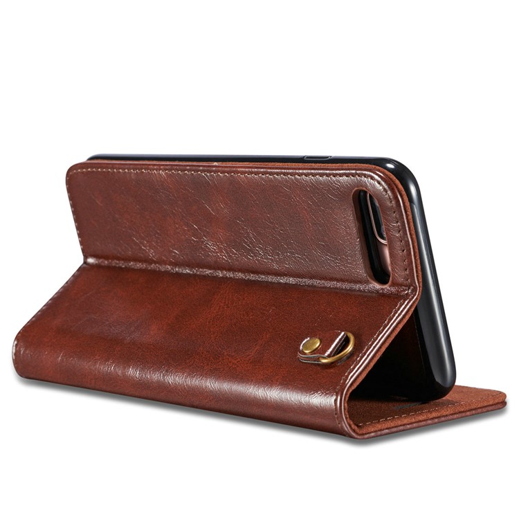 DG.MING 2-in-1 Movable Inner Magnetic TPU + Genuine Leather Cover for iPhone 8 Plus / 7 Plus 5.5 - Coffee-9