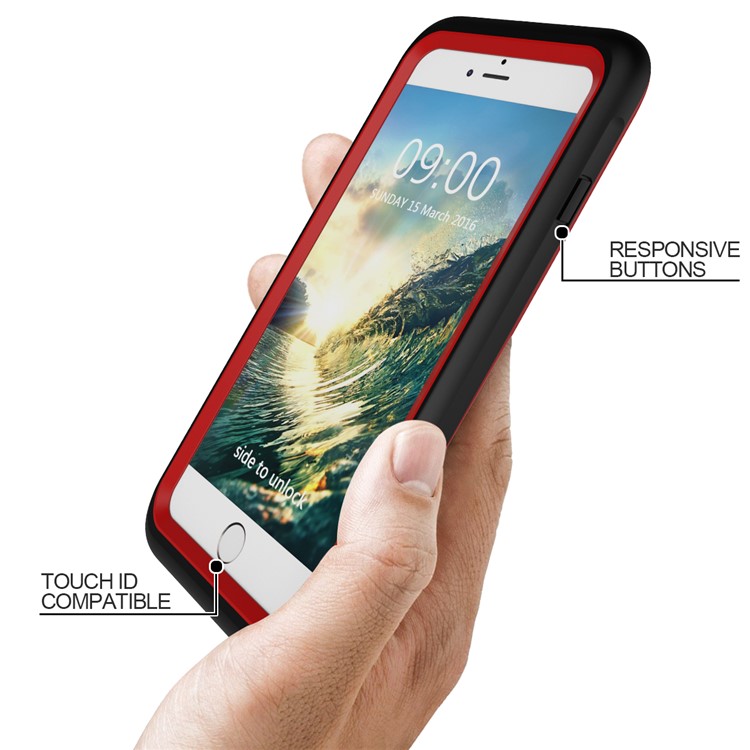 3-Meter Underwater Waterproof PC+TPU Phone Case for iPhone 7 with Responsive Buttons - Red-2