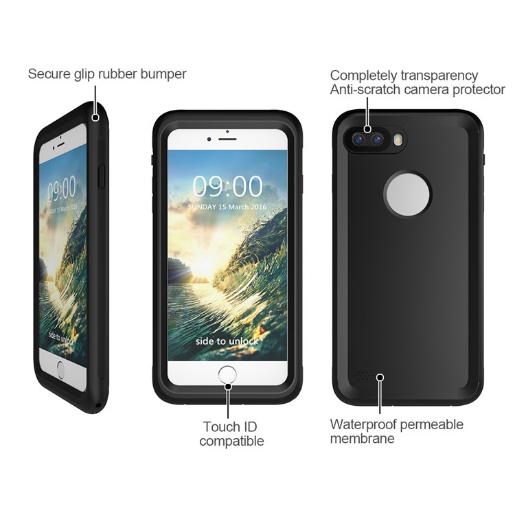 2M Underwater Waterproof Diving Shell for iPhone 7 Plus with Responsive Buttons - Black-3