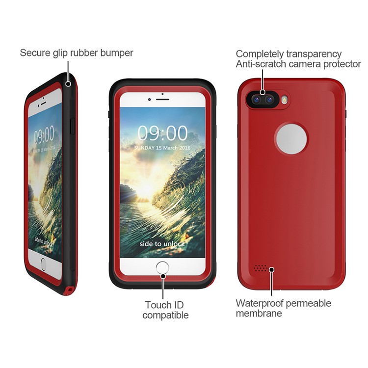 2M Underwater Waterproof Diving Casing for iPhone 7 Plus with Responsive Buttons - Red-3