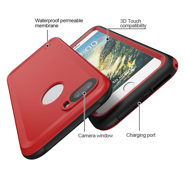 2M Underwater Waterproof Diving Casing for iPhone 7 Plus with Responsive Buttons - Red-4
