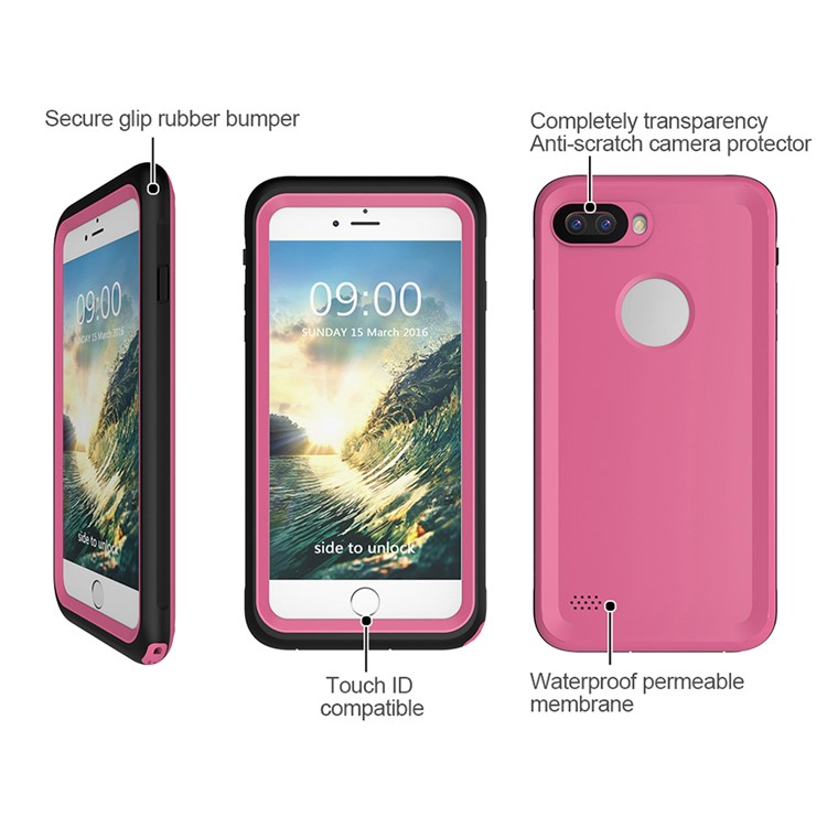 2M Underwater Waterproof Diving Phone Shell for iPhone 7 Plus with Responsive Buttons - Pink-3