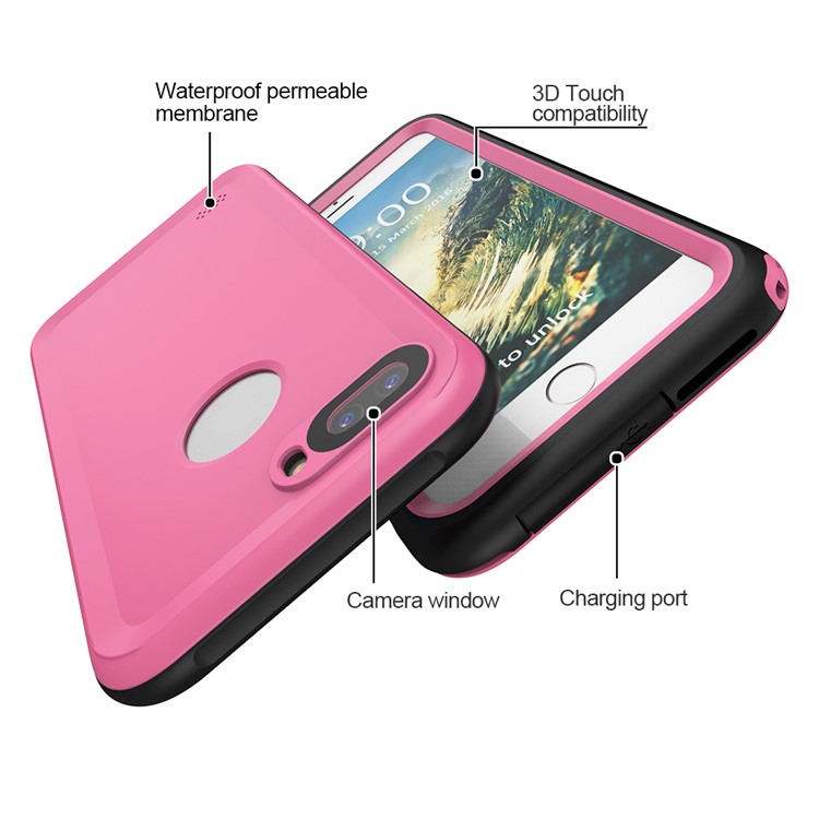 2M Underwater Waterproof Diving Phone Shell for iPhone 7 Plus with Responsive Buttons - Pink-4