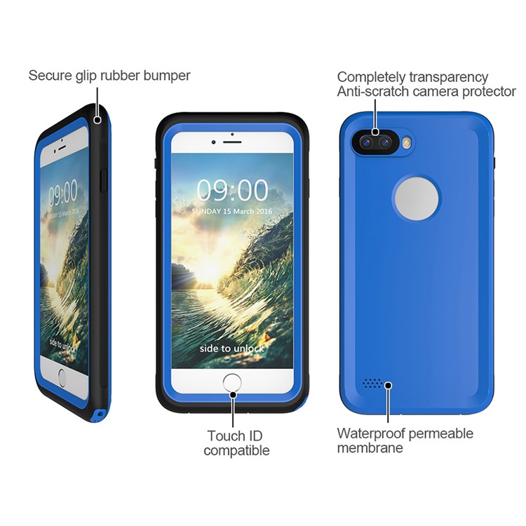 2M Underwater Waterproof Diving Cellphone Cover for iPhone 7 Plus with Responsive Buttons - Blue-3