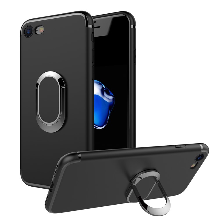 Magnetic Ring Holder Car Bracket TPU PC Hard Shell for iPhone 8 / iPhone 7 4.7 inch - Black-1