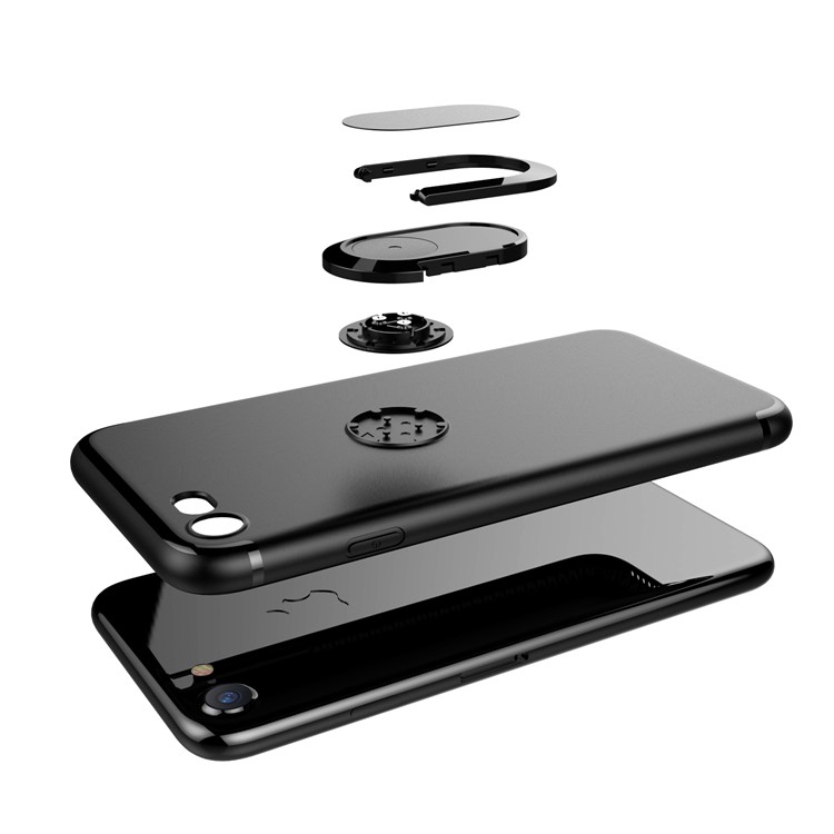 Magnetic Ring Holder Car Bracket TPU PC Hard Shell for iPhone 8 / iPhone 7 4.7 inch - Black-2