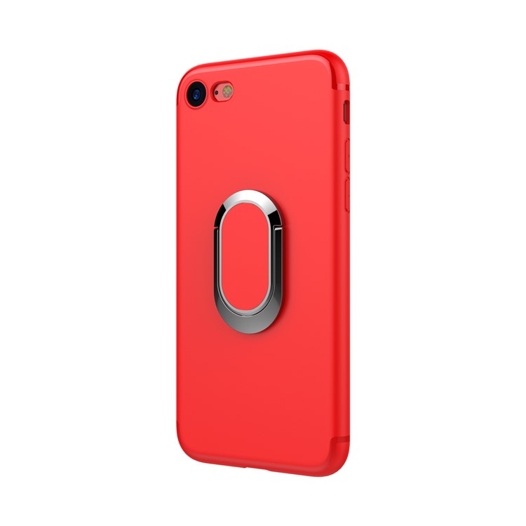 Magnetic Ring Holder Car Bracket TPU PC Hard Cover for iPhone 8 / iPhone 7 4.7 inch - Red-4