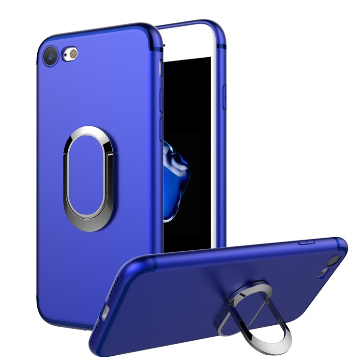 Magnetic Ring Holder Car Bracket TPU PC Hard Case for iPhone 8 / iPhone 7 4.7 inch - Blue-1