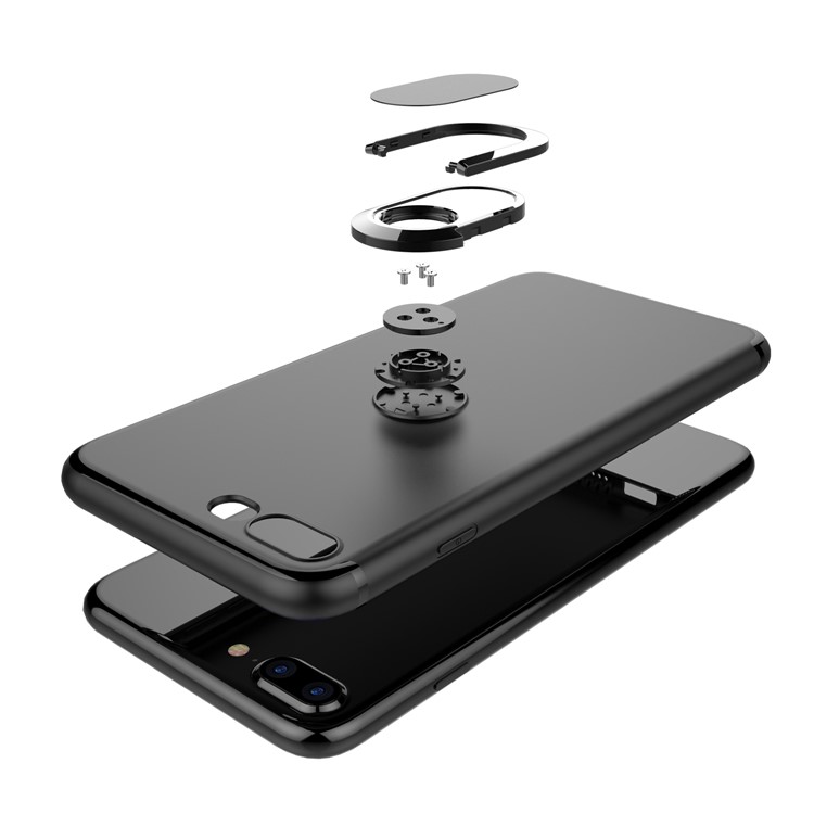 Magnetic Ring Holder Soporte de coche TPU PC Hard Case para iPhone 8 Plus / 7 Plus 5.5 inch - Negro-9