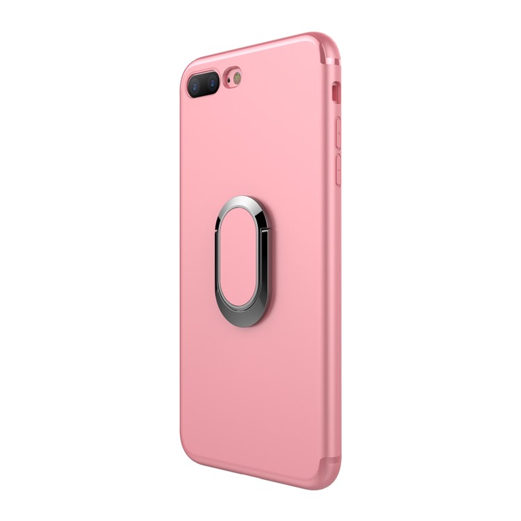 

Magnetic Ring Holder TPU PC Hard Cover Car Bracket for iPhone 8 Plus / 7 Plus 5.5 inch - Pink