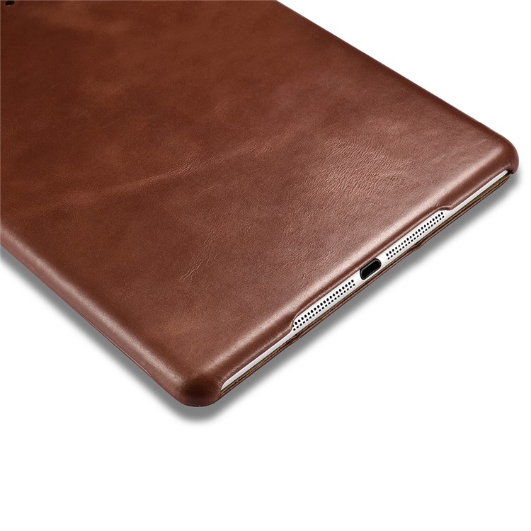 ICARER Cuero Genuino Tri-Doble Stand Shell para iPad 9.7-pulgada(2017) - marrón-14