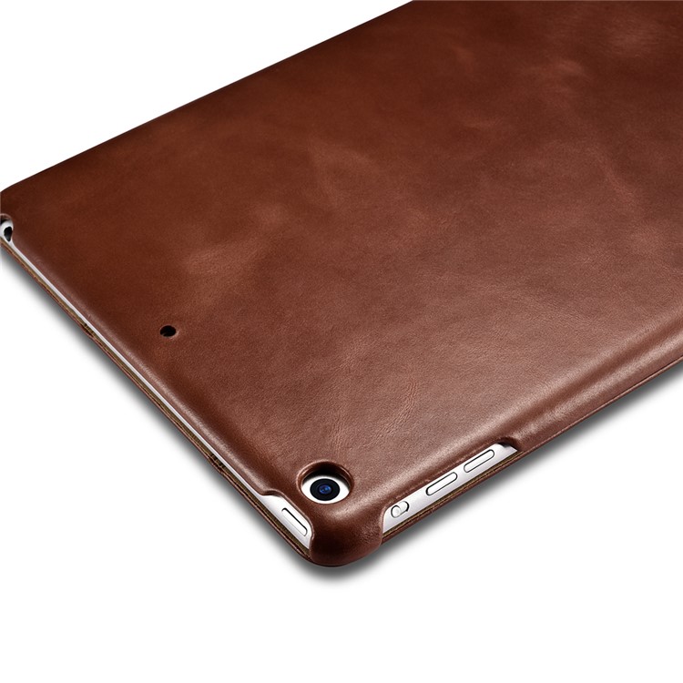 ICARER Cuero Genuino Tri-Doble Stand Shell para iPad 9.7-pulgada(2017) - marrón-15