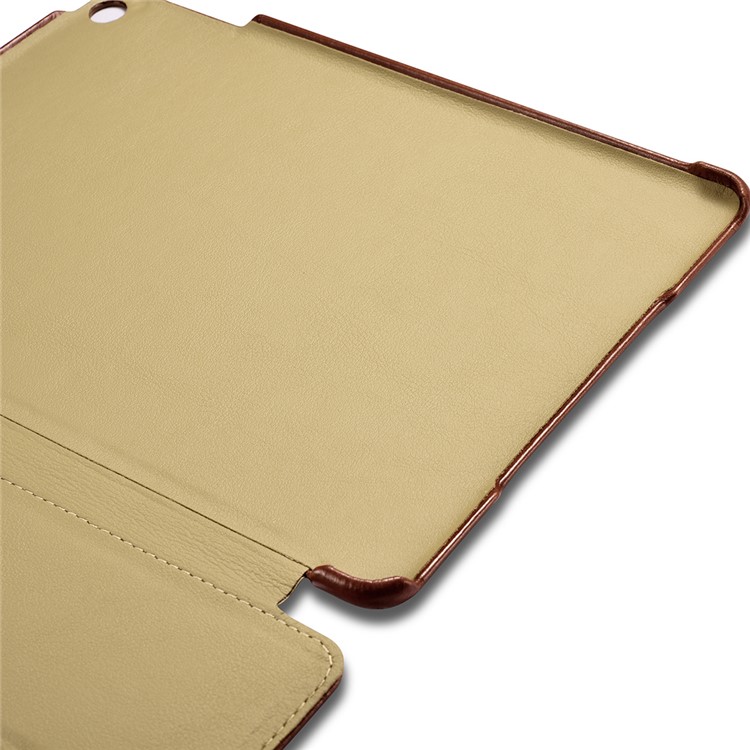 ICARER Cuero Genuino Tri-Doble Stand Shell para iPad 9.7-pulgada(2017) - marrón-16