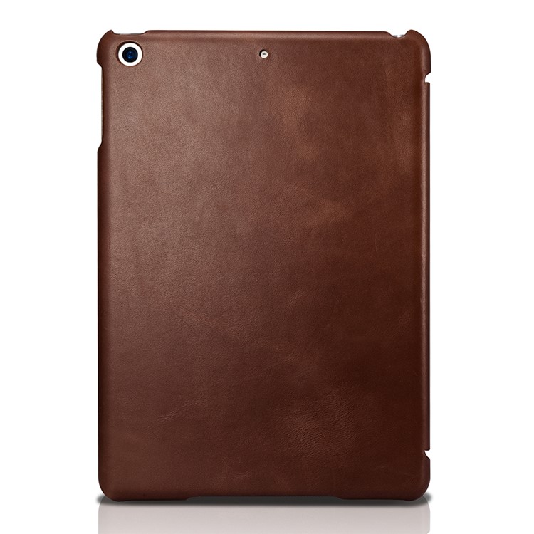 ICARER Cuero Genuino Tri-Doble Stand Shell para iPad 9.7-pulgada(2017) - marrón-3