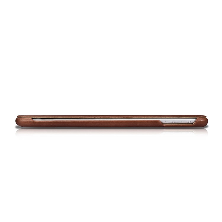 ICARER Cuero Genuino Tri-Doble Stand Shell para iPad 9.7-pulgada(2017) - marrón-5