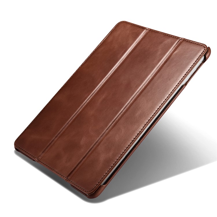 ICARER Cuero Genuino Tri-Doble Stand Shell para iPad 9.7-pulgada(2017) - marrón-8