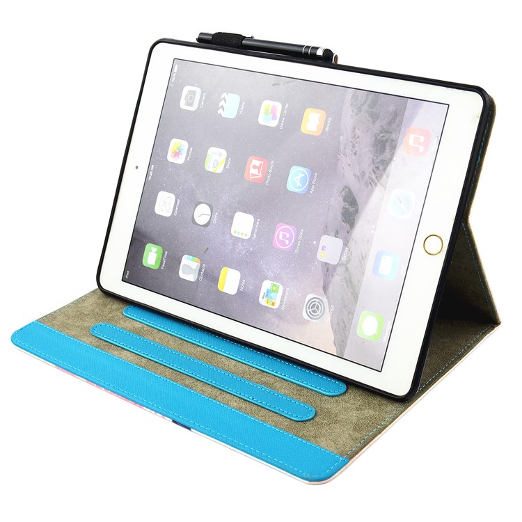 Pattern Printing Card Holders Stand Leather Smart Flip Case for iPad 9.7-inch (2017) - Time to Party-7
