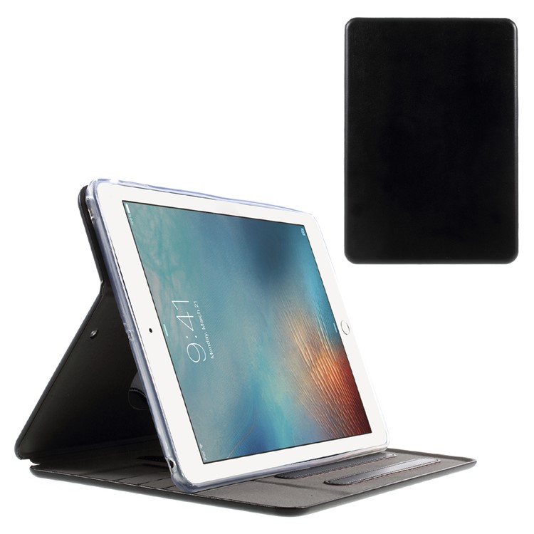 PU Leather Card Holder Stand Tablet Cover for iPad 9.7-inch (2017) - Black-1