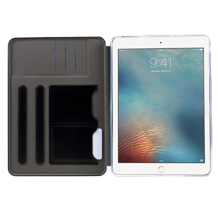 PU Leather Card Holder Stand Tablet Cover for iPad 9.7-inch (2017) - Black-7