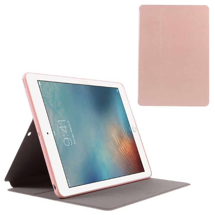 X-LEVEL Stand Leather Flip Case for iPad 9.7-inch (2017) - Rose Gold-1