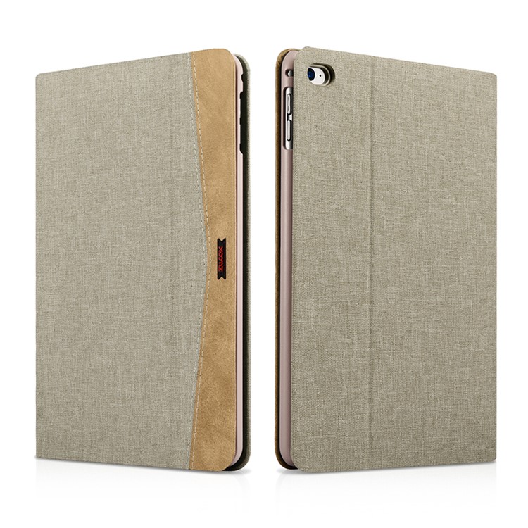 XOOMZ Cloth Texture PU Leather Flip Stand Cover for iPad Mini 4 - Grey-1